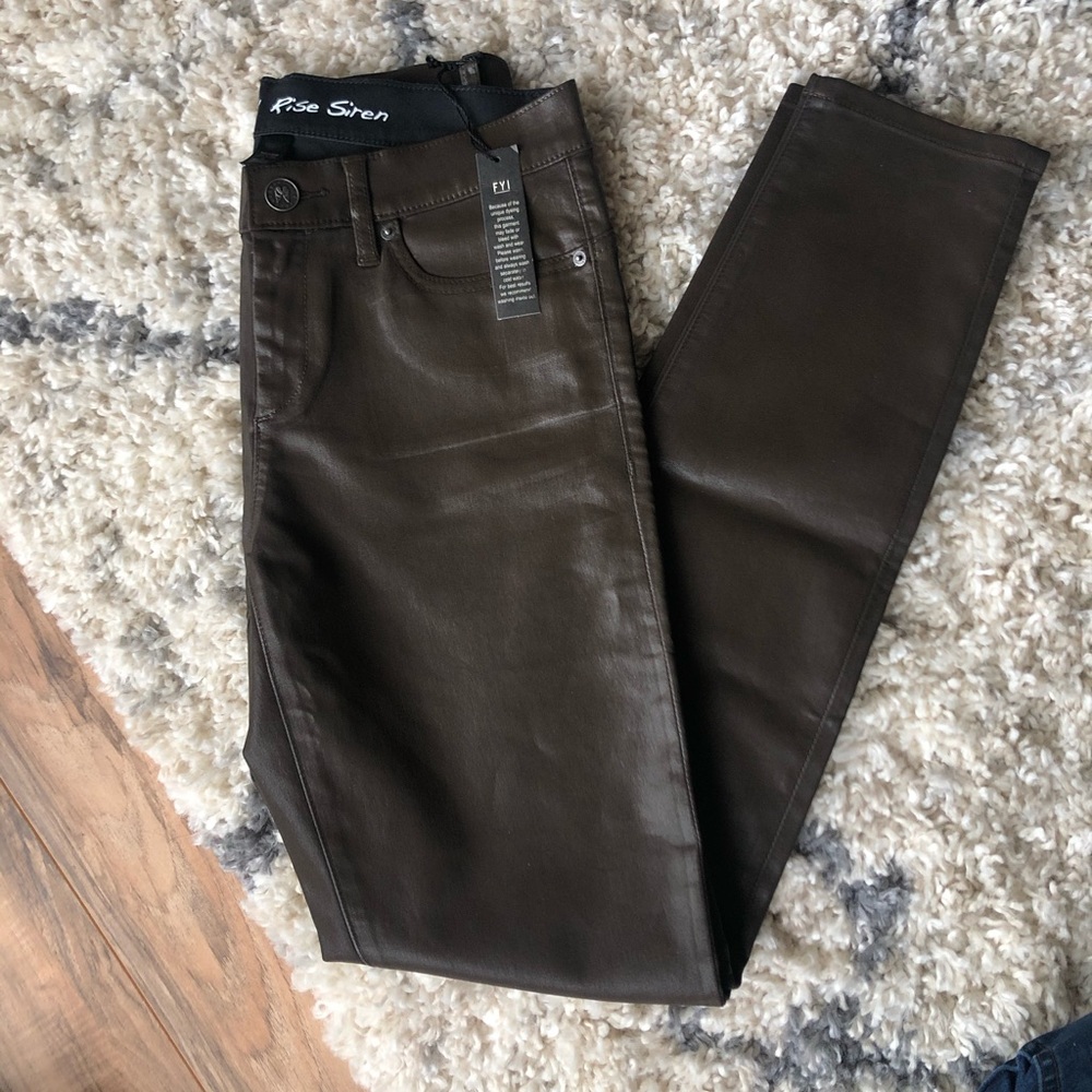 Faux leather jeans - brown